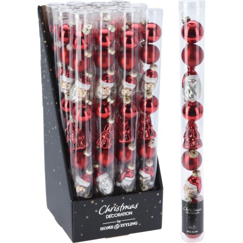 TUBO 9 PENDENTI D3 VETRO ROSSO